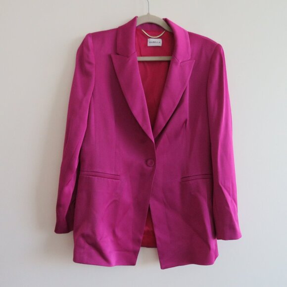 MARELLA Carrara Semi Fitted Satin Blazer in Fuchsia Purple - Size US 8 - Picture 2 of 13